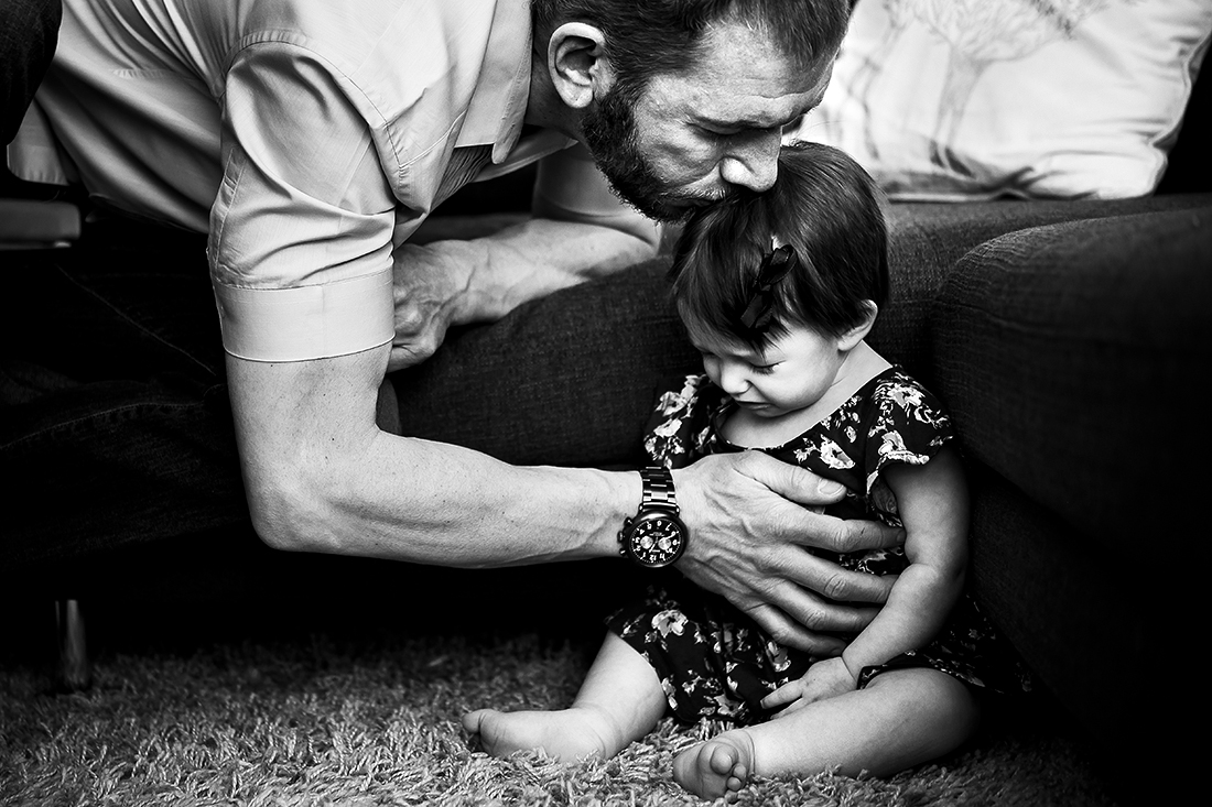 Dad kissing daughter's head | Denver documentary family photography | J. La Plante Family